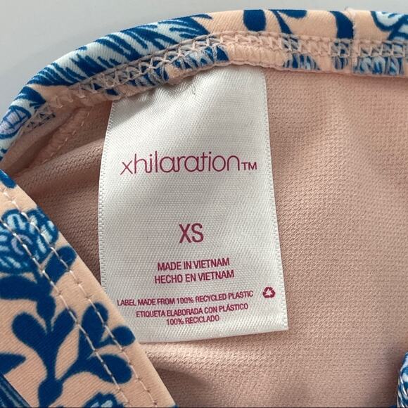 Xhilaration Women's Blue Pink Ruffle Floral Swim Bikini Top Size XS - Picture 5 of 5
